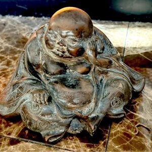 Soapstone BUDDHA WITH EROTIC SCENE UNDERNEATH Sculptural Art Piece